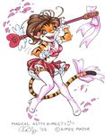  &hearts; aimee aimee_major card_captor_sakura cleavage feline female gloves polearm ribbons skirt solo staff stockings tiger 