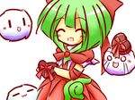  :3 ^_^ bad_id bad_pixiv_id chibi chocolate closed_eyes dress front_ponytail green_hair kagiyama_hina kedama ribbon smile solo tilde_(ice_cube) touhou valentine |_| 