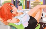  book bra cleavage houin_kyouko kodomo_no_jikan orange_hair see_through skirt underwear 
