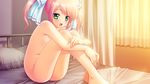  bed game_cg green_eyes nude orange_memories pink_hair purple_software twintails 