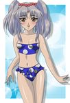  bad_anatomy bikini blue_hair blush flat_chest frilled_swimsuit frills gentoku highres hoshino_ruri image_sample jpeg_artifacts kidou_senkan_nadesico md5_mismatch pixiv_sample polka_dot polka_dot_bikini polka_dot_swimsuit solo swimsuit 