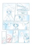  comic long_hair mahou_shoujo_madoka_magica miki_sayaka monochrome multiple_girls sakura_kyouko sasaka_yayoi school_uniform short_hair translated 