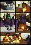  biceps black_dragon black_hair black_scales blue_eyes canine claws comic cooking croc_(crocdragon89) crocdragon89 dialog dragon english_text gay green_eyes hair horn kitchen male mammal muscles pecs scalie smile text zeke zeke_(crocdragon89) 