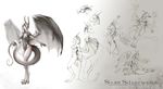  alectorfencer breasts dragon female horn horns nude plain_background pussy sirae_silverwind sketch white_background wings 