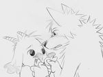  arashi_no_yoru_ni blush canine feral gabu hand_holding male mei monochrome sheep unknown_artist wolf 