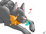  &hearts; ambiguous_gender blue_tail bubble_kitten17 canine cub cuddle cuddling cute daww equine eyes_closed feather(artist) feather_chibika feral horse kengen kitten male mammal red_eye red_eyes size_difference smile wolf young 