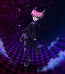  1girl boots cartoon_network checkered checkered_floor dc_comics floor gothic high_heel_boots high_heels jinx ladama patterned_legwear pixiv_thumbnail platform_footwear platform_shoes purple_hair resized shoes short_cape solo striped striped_legwear teen_titans 