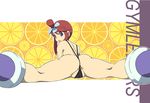  ass bee-j1 bikini blue_eyes boots breasts fuuro_(pokemon) gym_leader hair_ornament large_breasts looking_back lying makoto_daikichi on_stomach open_mouth pokemon pokemon_(game) pokemon_black_and_white pokemon_bw ponytail red_hair side_ponytail spread_legs swimsuit uncensored 