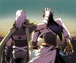  belt black_hair castlevania castlevania:_circle_of_the_moon father_and_son fingerless_gloves from_behind gloves hugh_baldwin long_hair makihara morris_baldwin multiple_boys white_hair 