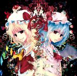  album_cover bat_wings blonde_hair blue_hair cover flandre_scarlet hat hat_ribbon meola multiple_girls ponytail red_eyes remilia_scarlet ribbon short_hair siblings side_ponytail sisters smile touhou upper_body wings 