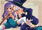  ass azuma_yuki breasts cadie cameltoe doujinshi green_eyes hat highres incest latex long_hair long_sleeves medium_breasts multiple_girls pangya purple_hair red_eyes scan short_hair spread_legs thighhighs tiki white_hair witch yuri 