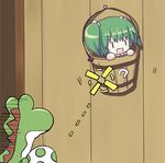  bucket crossover dollar egg gameplay_mechanics green_hair in_bucket in_container kisume lowres mario_(series) parody solo super_mario_bros. touhou wooden_bucket yoshi yoshi_egg 