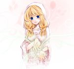  blonde_hair blue_eyes female final_fantasy final_fantasy_tactics gradient gradient_background hood long_hair magic r0_0r robe solo white_background white_mage white_mage_(fft) 