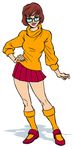  artist_request glasses miniskirt orange_shirt red_hair scooby-doo shirt skirt sleeves_pushed_up solo sweater velma_dace_dinkley 