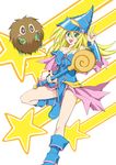  bare_shoulders black_magician_girl blonde dark_magician_girl detached_sleeves kuriboh wand witch_hat yugioh 