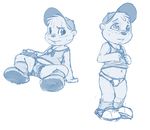  alvin_seville blue_and_white briefs chipmunk clothed clothing cub leosaeta male mammal monochrome plain_background raised_shirt rodent seth-iova shirt shirt_lift shy sketch solo spread_legs spreading underwear white_background young 