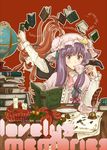  :o acorn book cover cover_page cup desk drinking globe hat head_wings koakuma long_hair multiple_girls nazuki_nazu papers patchouli_knowledge pinky_out purple_hair quill reading red_hair table teacup touhou tripping yellow_eyes 