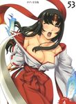  cleavage eiwa queen&#039;s_blade tomoe torn_clothes 