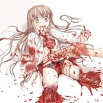  blood dismemberment guro guts long_hair necktie pantsu 