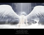  artist_request ayanami_rei back blue_hair light_rays lilith_(ayanami_rei) neon_genesis_evangelion nude short_hair solo sunbeam sunlight wallpaper wings 