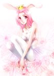  ac_japan animal_ears arigato_usagi ballerina ballet_slippers breasts bunny_ears crown lips medium_breasts pantyhose personification pink_eyes pink_hair shoe_ribbon solo tutu white_legwear yuuki_setsuna 