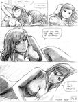  breasts comic couple fujino_shizuru greyscale kuga_natsuki lone_wolf long_hair lying medium_breasts monochrome multiple_girls my-hime nipples nude on_back on_side yuri 