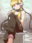  1girl blonde_hair breasts cable cleavage feet footjob headphones hetero kamitsure_(pokemon) medium_breasts momogesomaru nail_polish pantyhose penis pokemon pokemon_(game) pokemon_bw short_hair sitting sketch smile 