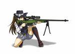 boots gun hakurei_reimu hat rifle scope simple_background touhou 