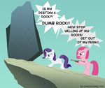  awesome comic english_text equine female feral friendship_is_magic fur gonzahermeg gun hair horn horse long_hair mammal my_little_pony pink_fur pink_hair pinkie_pie_(mlp) pony purple_hair ranged_weapon rarity_(mlp) rock rocks short_hair shotgun text unicorn weapon 