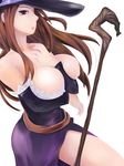  artist_request breasts cleavage dragon&#039;s_crown dragon's_crown hat ichiya_uni large_breasts sorceress_(dragon's_crown) staff vanillaware weapon 