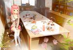  anmi bag blush book bookshelf cake cameo cardigan cellphone chair cup figure flower food fork glasses hatsune_miku highres long_hair mirror office_chair open_mouth original paintbrush phone pink_hair plate room shorts silhouette sitting smile solo table tart_(food) thighhighs tiered_tray translation_request trim_brush vocaloid white_legwear yellow_eyes 
