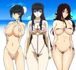  bikini black_hair gundam_00 long_hair marina_ismail micro_bikini mizugi oppai sling_bikini sumeragi_lee_noriega wang_liu_mei 