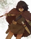  arm_warmers arrow bad_id bad_pixiv_id black_hair bow_(weapon) dark_skin dark_skinned_male facial_mark fur karigurashi_no_arrietty knife long_hair male_focus shirotsume_kusa_(sayern) solo spiller weapon 