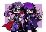  blood cape hit-girl kick-ass purple_hair simple_background smile smirk 
