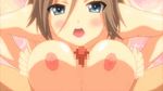  animated animated_gif blue_eyes blush breasts brown_hair censored gif ichijou_manami large_breasts lowres menkui! nipples paizuri penis source_request 
