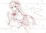  bow capelet dress hands_together hat hat_ribbon lily_white long_hair monochrome own_hands_together petals ribbon solo steepled_fingers touhou vent_arbre very_long_hair wings 