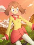  bad_id bad_pixiv_id blue_eyes bow brown_hair cosplay haruka_(pokemon) iris_(pokemon) iris_(pokemon)_(cosplay) maruki_(punchiki) no_bandana no_hat no_headwear pokemon pokemon_(anime) pokemon_ag pokemon_bw_(anime) short_hair skirt smile solo 