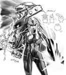  1girl :3 breasts greyscale medium_breasts meme monochrome nezunezu parody robot rockman rokkochan rokkochan_(game) 