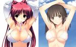  arms_over_head bikini elbow_gloves gloves kousaka_tamaki mizugi mouth_hold oppai tony 