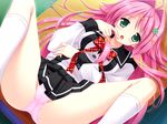  game_cg green_eyes long_hair mecha-con! open_mouth pantsu pink_hair school_uniform solo tagme 