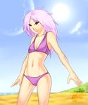  beach bikini mizugi nitrotitan pettanko pink_hair red_eyes 