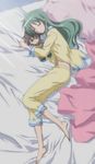  bed doll duplicate green_hair hayate_no_gotoku! highres kijima_saki long_hair midriff pajamas screencap sleeping solo stitched third-party_edit 