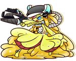  artist_request blue_eyes concave goo_girl gun hat monster_girl slime slime_girl slimegirl weapon 
