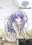  dreamcast dreamcast-tan murasaki_hoshi purple_hair television 