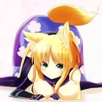  all_fours animal_ear_fluff animal_ears aqua_eyes bad_anatomy bad_id bad_pixiv_id blonde_hair blush breasts breasts_outside dog_days dress fox_ears fox_tail green_eyes heart heart-shaped_pupils highres jewelry large_breasts naomi_(sekai_no_hate_no_kissaten) nipples pendant purple_dress purple_legwear sidelocks smile solo spread_legs symbol-shaped_pupils tail thighhighs top-down_bottom-up yukikaze_panettone 