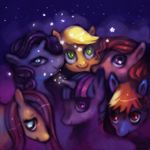  blue_fur equine female feral fluttershy_(mlp) friendship_is_magic fur group horn horse jellyvampire mammal my_little_pony pegasus pink_fur pinkie_pie_(mlp) pony rainbow_dash_(mlp) rarity_(mlp) stars twilight_sparkle_(mlp) unicorn unknown_artist 