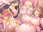  4girls ahegao belly bent_over black_hair blonde blue_eyes blush bow breasts brown_eyes brown_hair censored erect_nipples gangbang girl_on_top green_eyes happy happy_sex huge_breasts lactate large_breasts megane milk milk_squirt nails navel nipples open_mouth oppai orgy painted_nails pregnant red_eyes red_hair ribbon sex smile stockings sweat tagme tekoki vaginal 