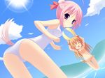  animal_ears ball brown_eyes brown_hair dog_days long_hair millhiore_f_biscotti mizutsuki pink_hair pixiv_thumbnail purple_eyes resized ricotta_elmar sky tail 