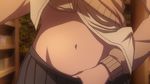  amagami navel school_uniform schoolgirl screen_capture shirt_lift solo stomach tanamachi_kaoru undressing 