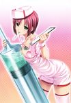  cleavage koutaro no_bra nurse open_shirt rio_tachibana stethoscope super_blackjack syringe thighhighs 